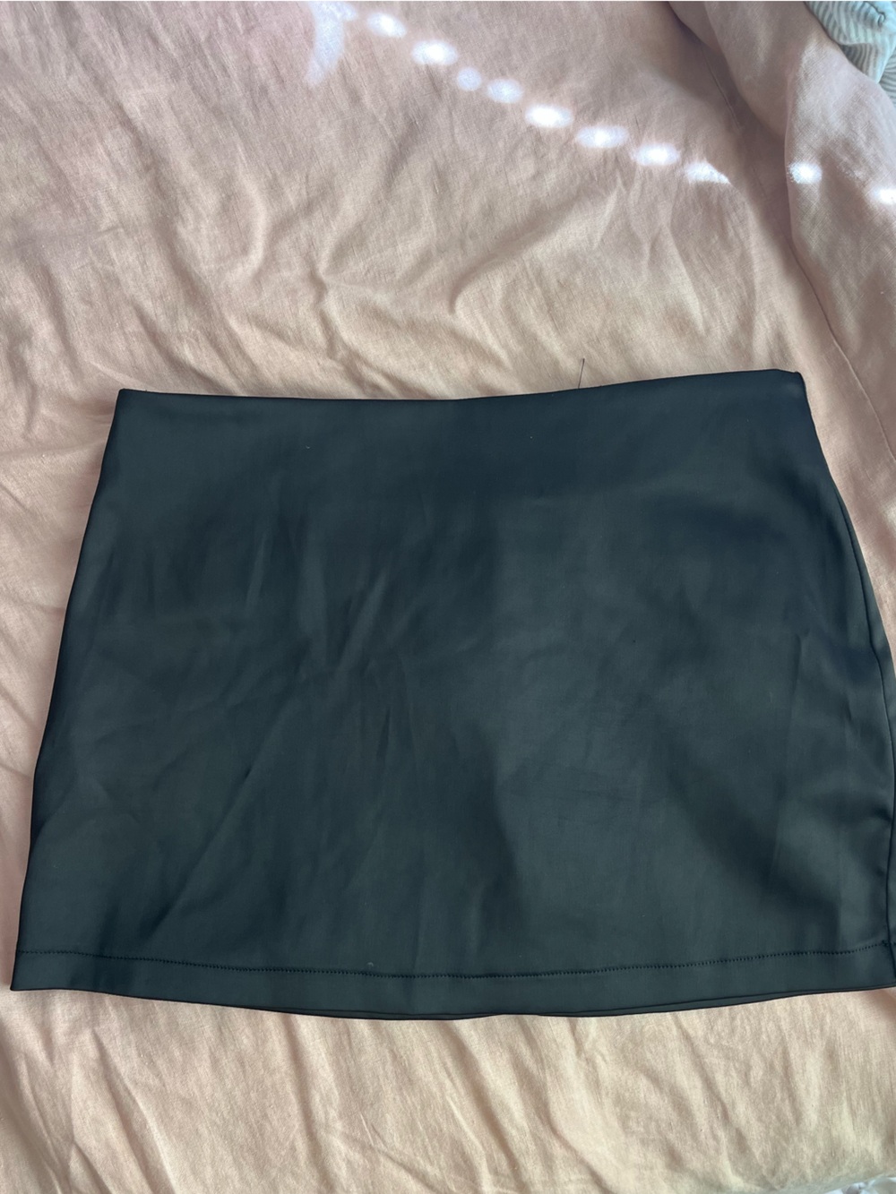 Black Mini Satin Mini Skirt